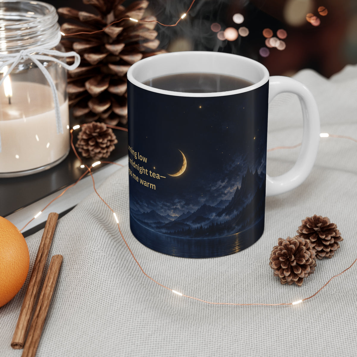 Midnight Tea Haiku Mug – 11oz Night Sky Poetry Coffee Cup