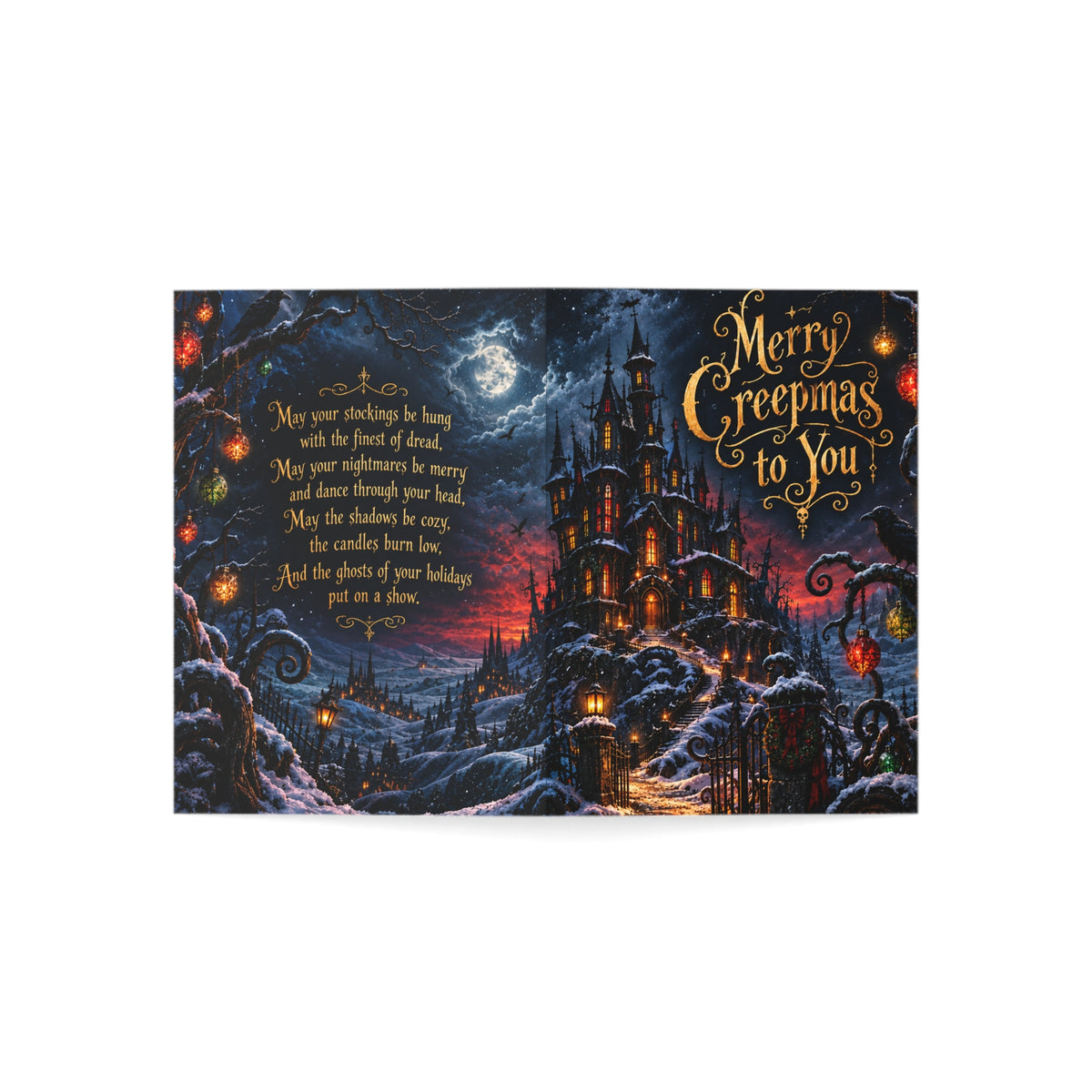 Merry Creepmas to You Greeting Card — Gothic Holiday Christmas Card