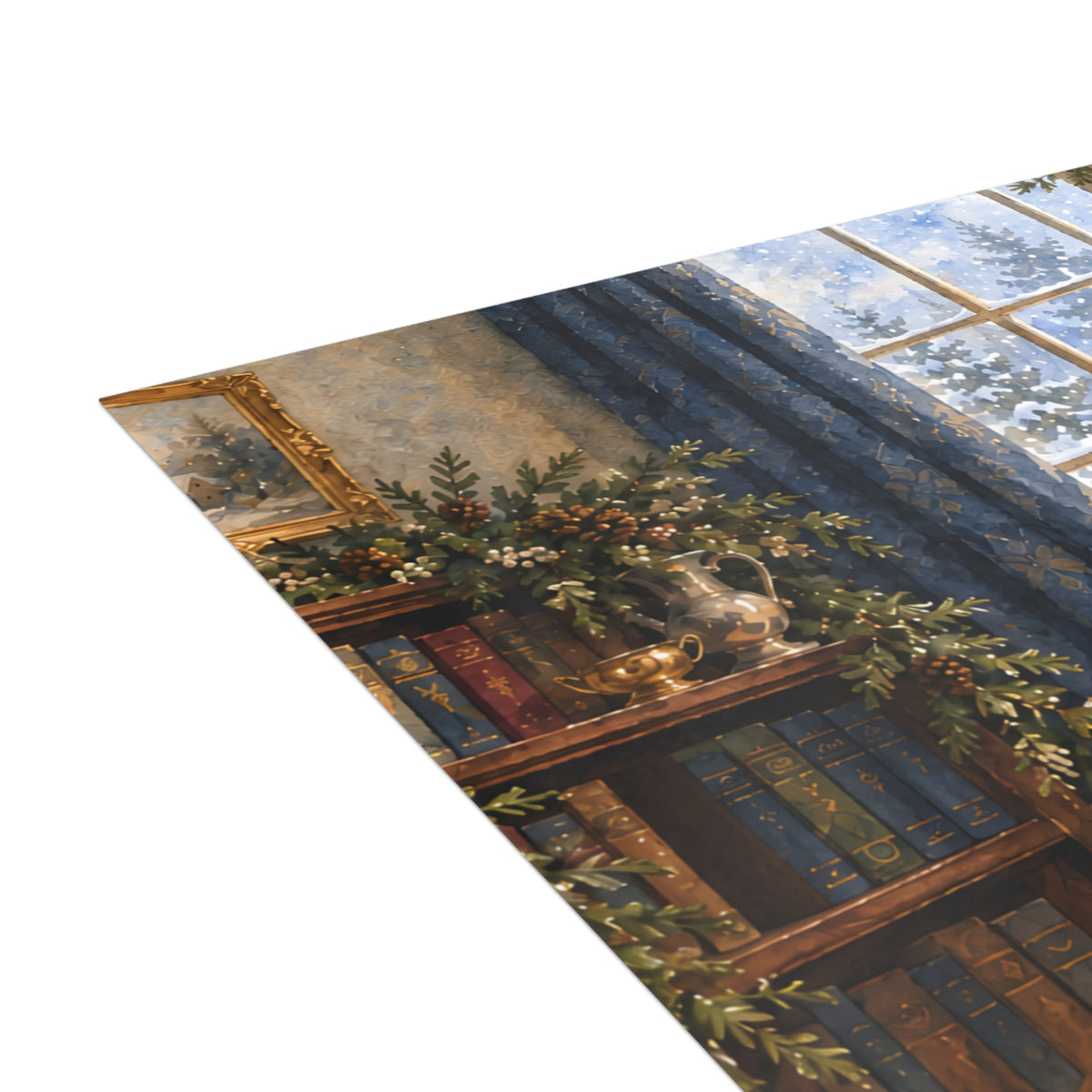 Cozy Winter Window Christmas Card — Watercolor Reading Nook & Greeting Inside