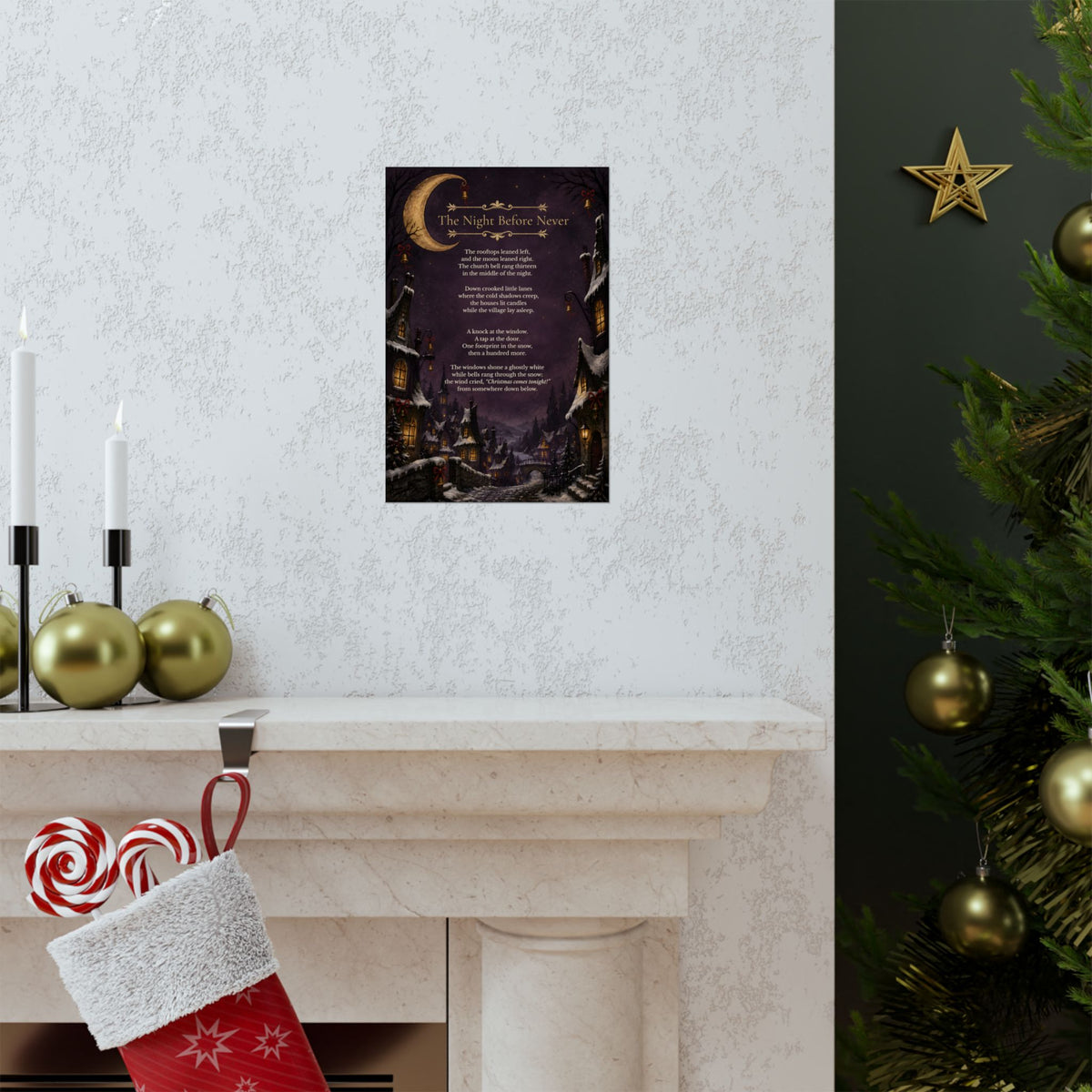 The Night Before Never | Gothic Christmas Poetry Matte Poster