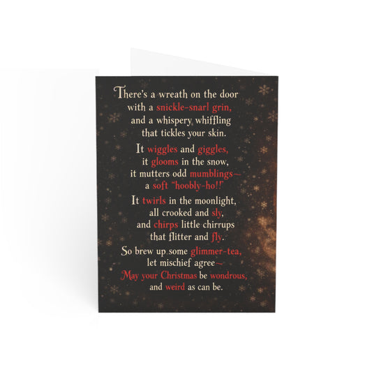 Haunted Wreath Holiday Greeting Card — Whimsical Spooky Christmas (Blank Inside)