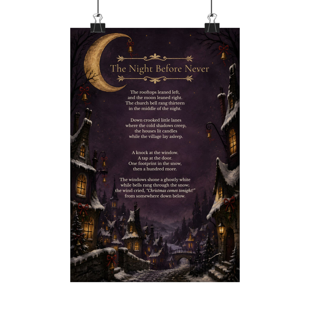 The Night Before Never | Gothic Christmas Poetry Matte Poster