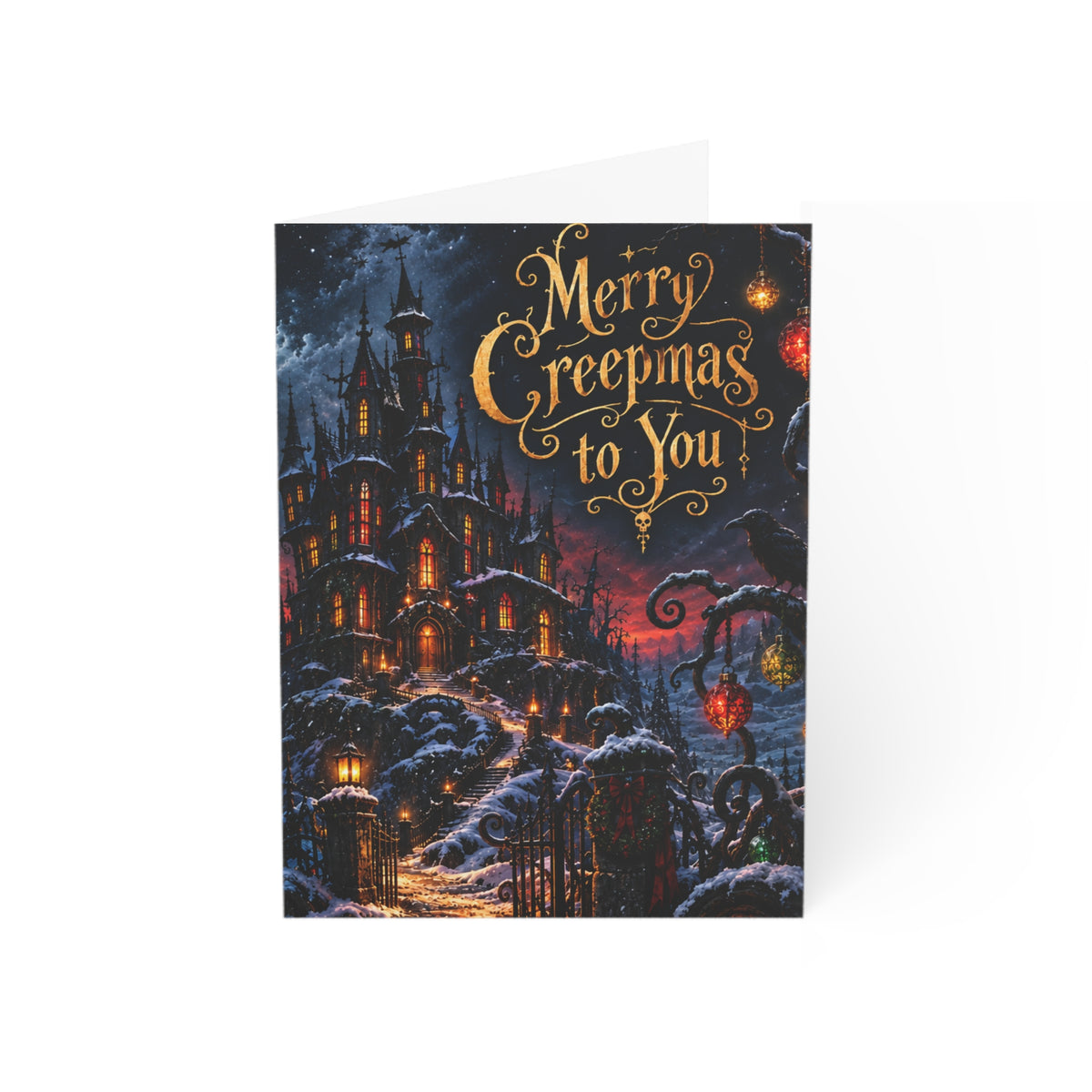 Merry Creepmas to You Greeting Card — Gothic Holiday Christmas Card