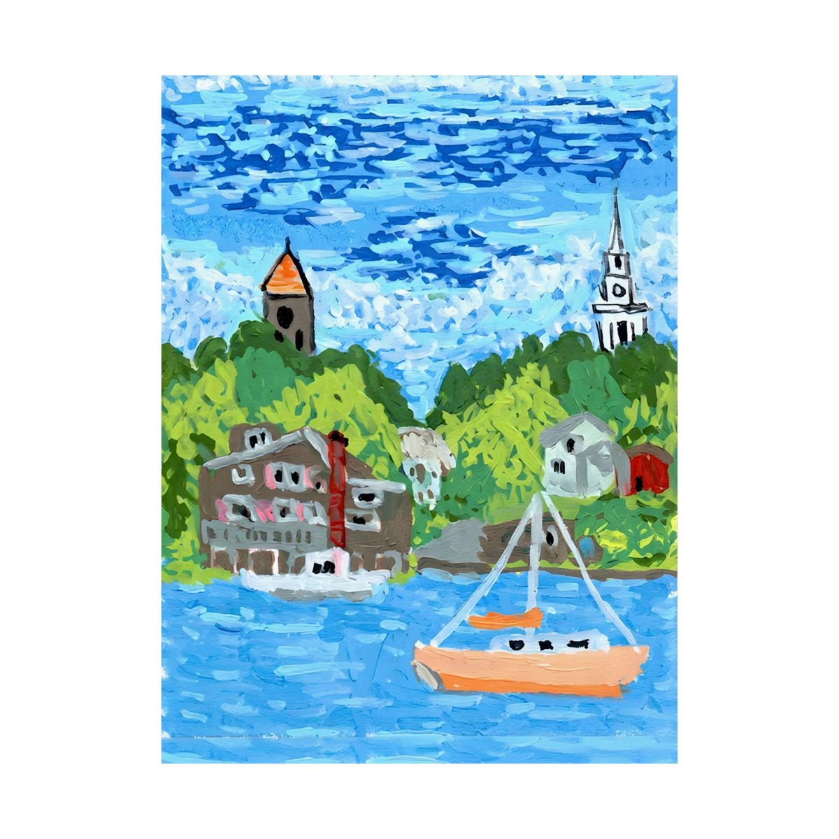 Coastal Harbor Sailboat Matte Poster — Nautical Wall Art