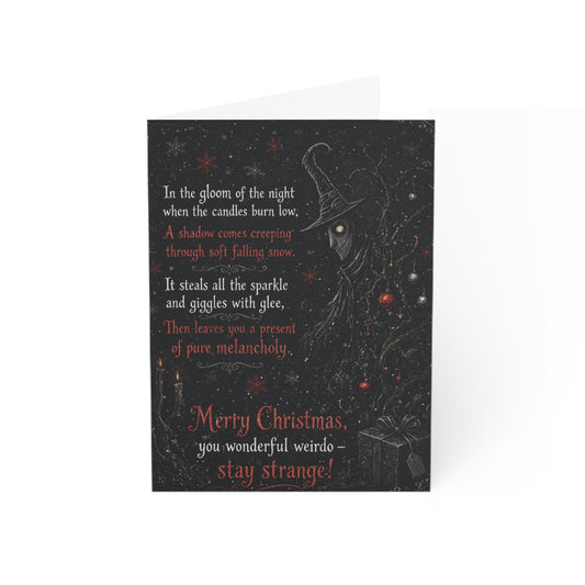 Gothic Christmas Greeting Card – “Merry Christmas, you wonderful weirdo — stay strange!” (Dark Holiday Card)
