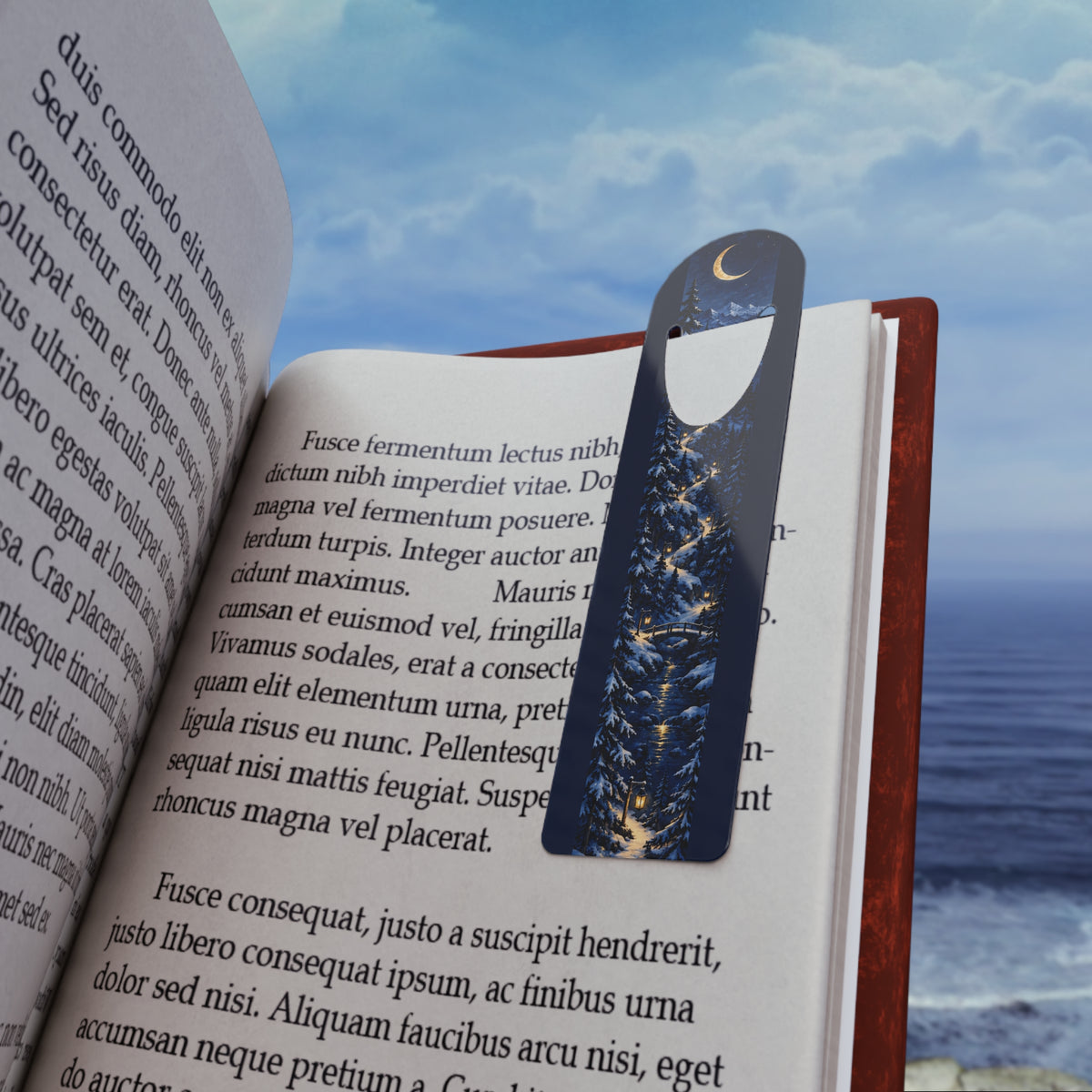 Moonlit Pine Bookmark — Night Sky Winter Tree Reading Gift