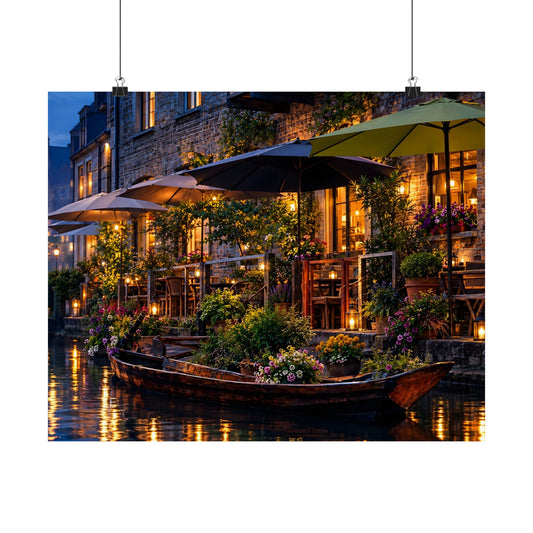 Ghent Canal at Twilight | Reimagined Matte Poster