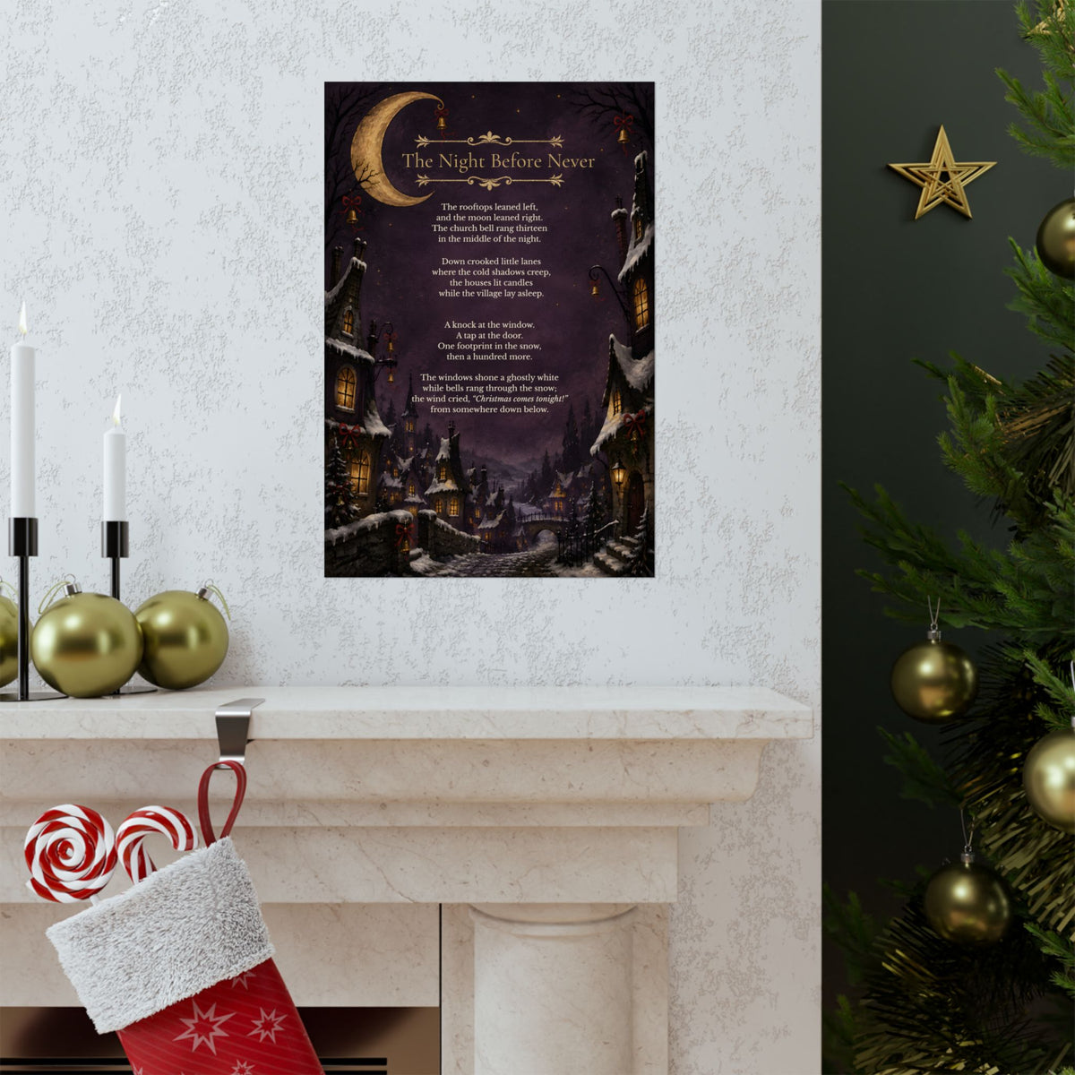 The Night Before Never | Gothic Christmas Poetry Matte Poster