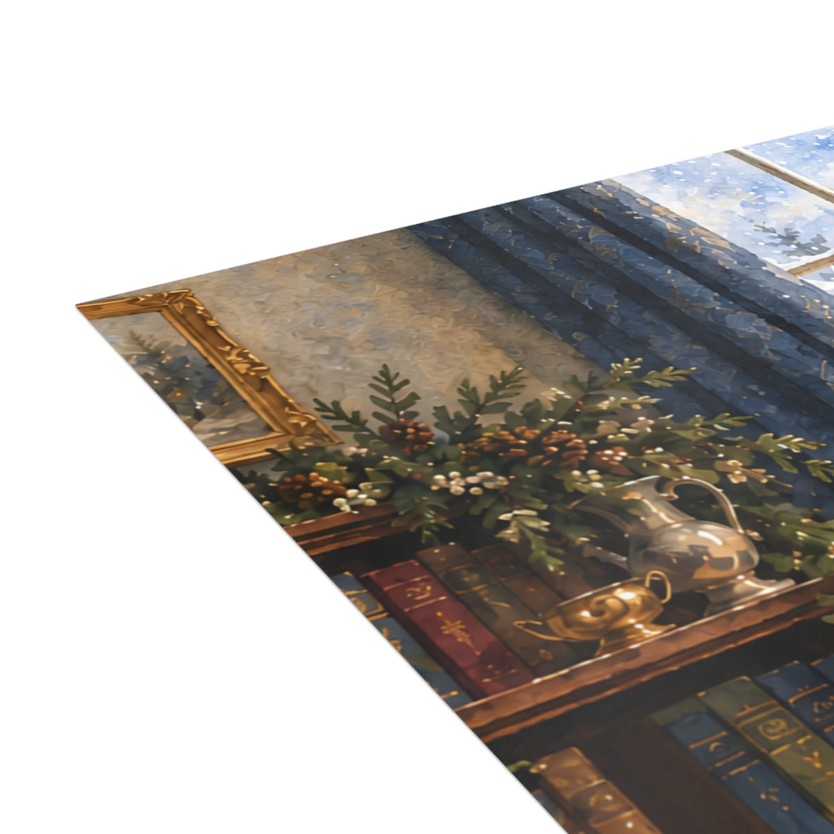 Cozy Winter Window Christmas Card — Watercolor Reading Nook & Greeting Inside