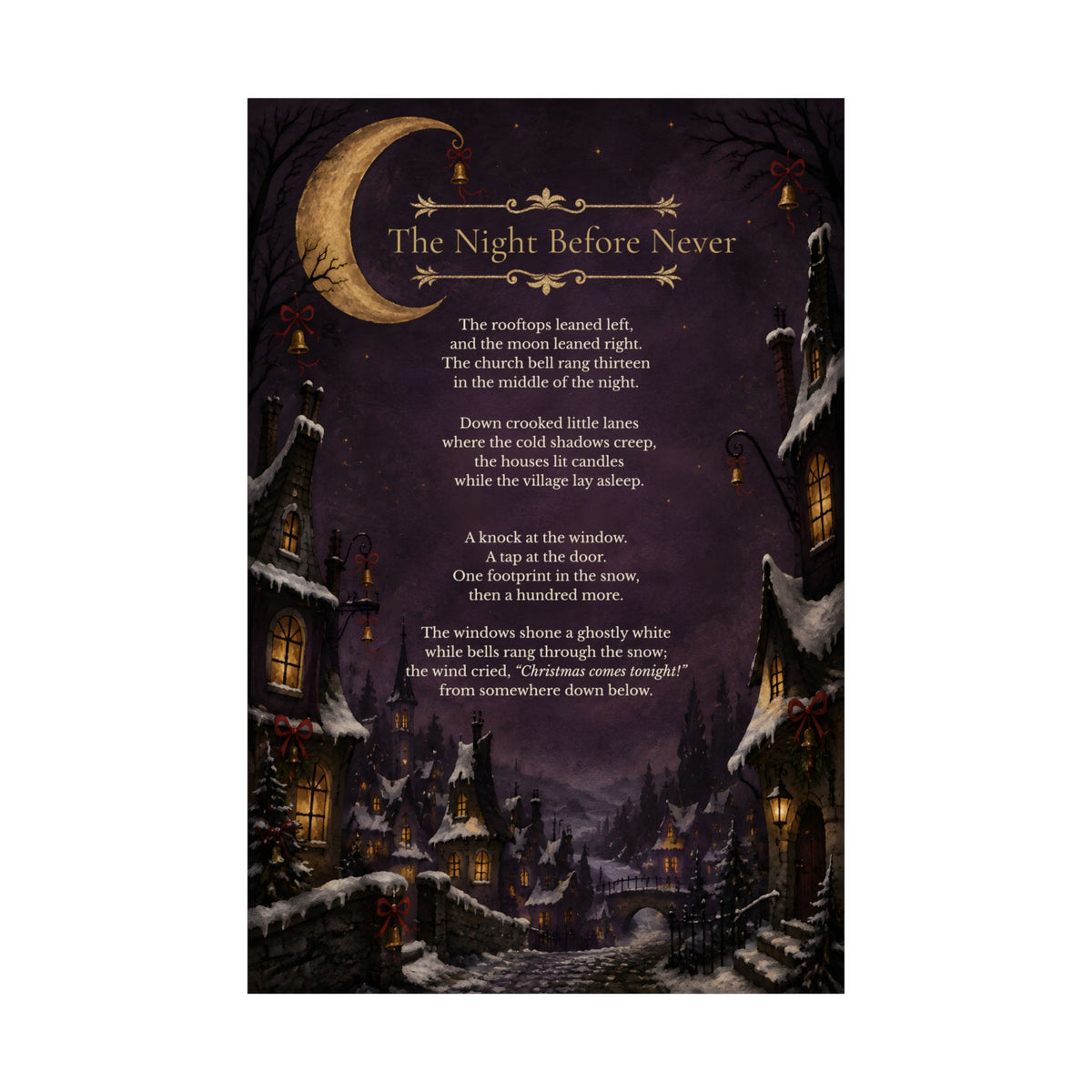 The Night Before Never | Gothic Christmas Poetry Matte Poster