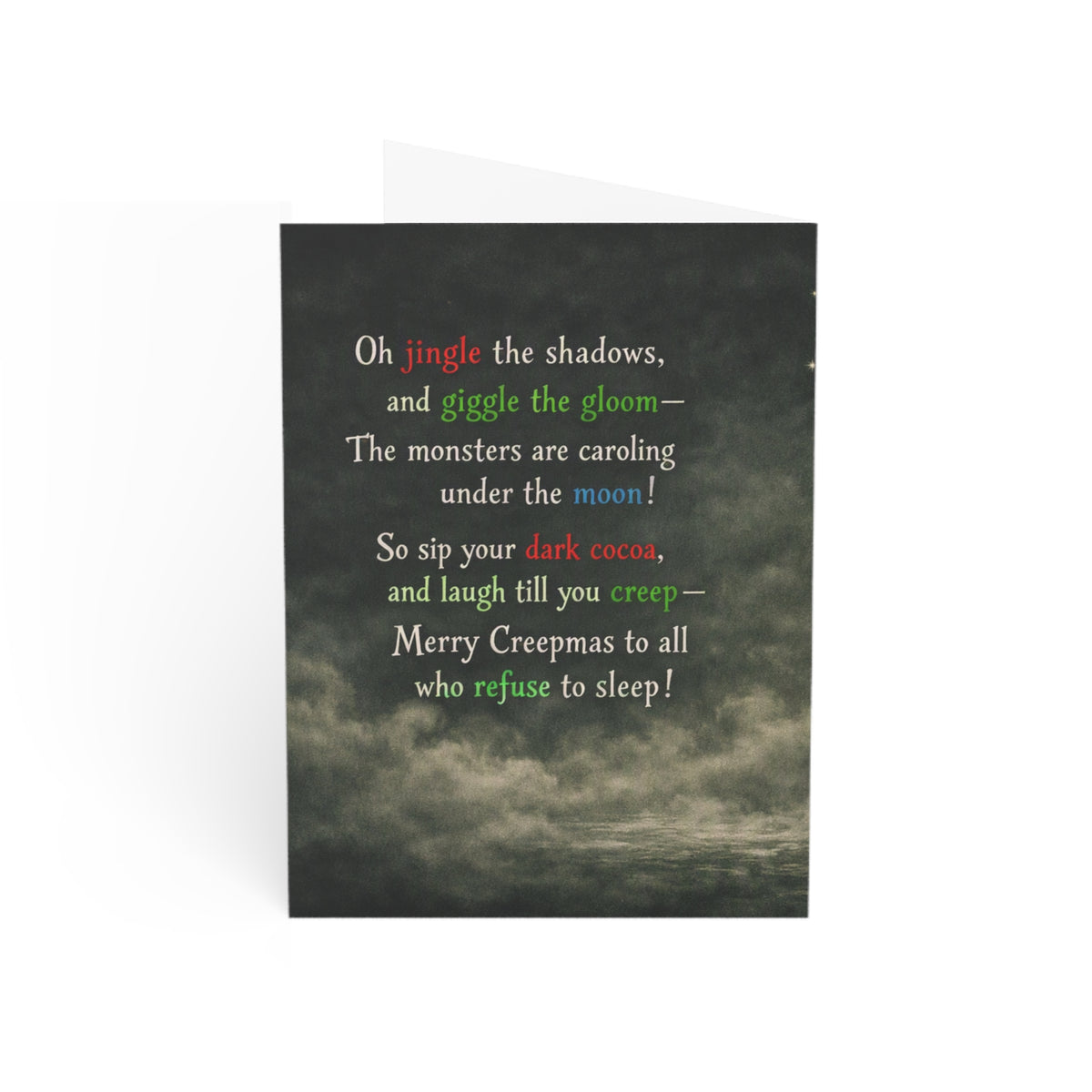 Creepy Christmas Greeting Cards — 'Merry Creepmas' Holiday Card Pack (1/10/30/50)