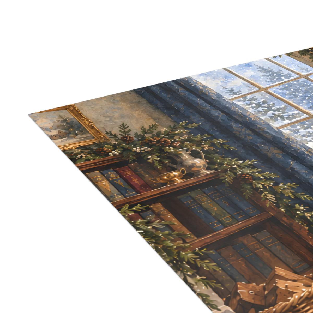 Cozy Winter Window Christmas Card — Watercolor Reading Nook & Greeting Inside